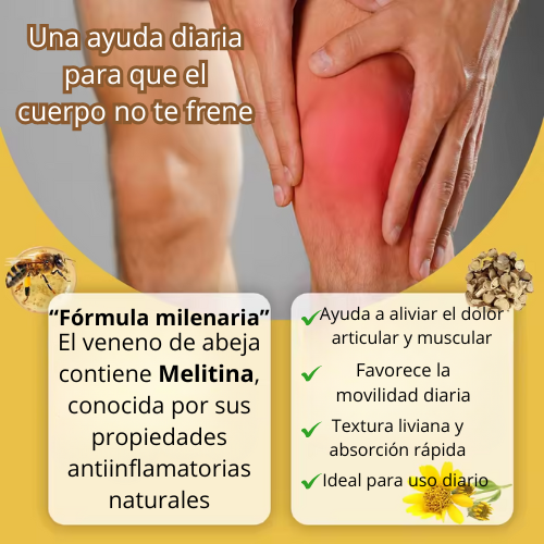 "Crema natural de abeja recuperación y movilidad en pocos días"
